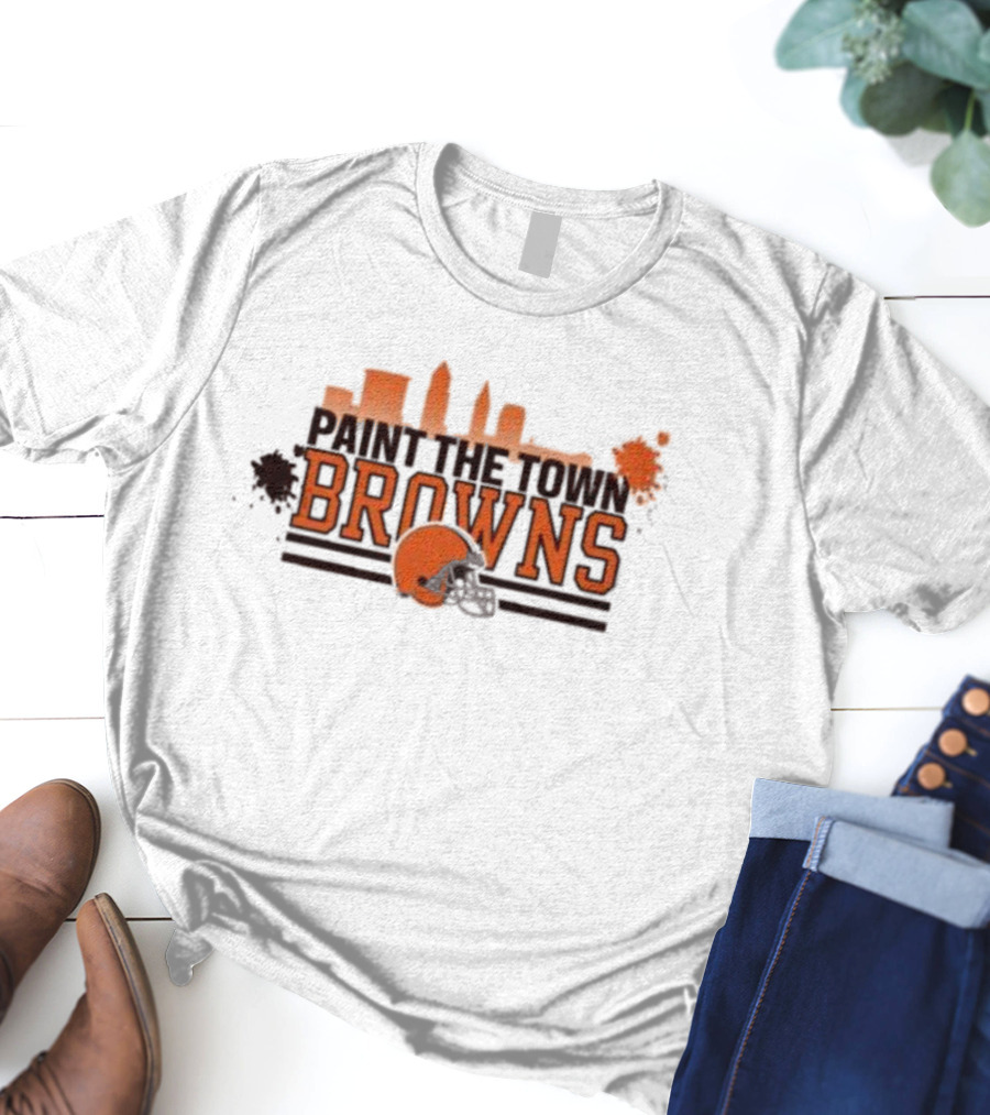 Paint The Town Cleveland Browns Football Browns Helmet Skyline T-Shirt
