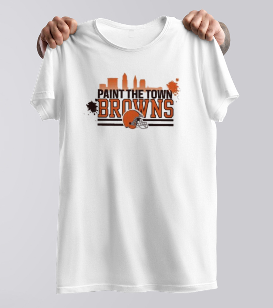 Paint The Town Cleveland Browns Football Browns Helmet Skyline T-Shirt
