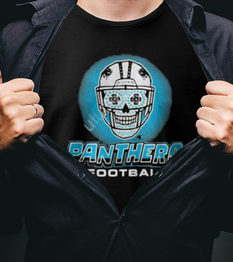 Panthers Football Skull Helmet T-Shirt