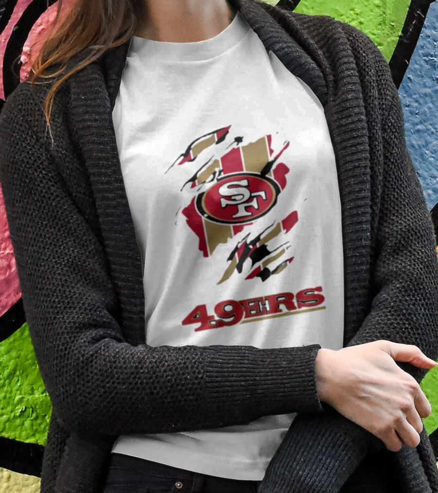 San Francisco 49ers SF Logo With Red And Gold Stripes 49ERS T-Shirt