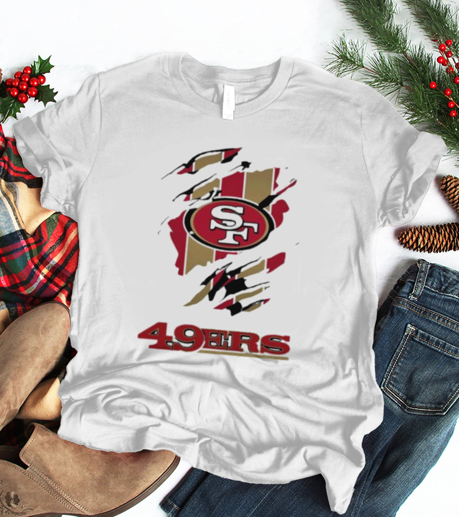 San Francisco 49ers SF Logo With Red And Gold Stripes 49ERS T-Shirt