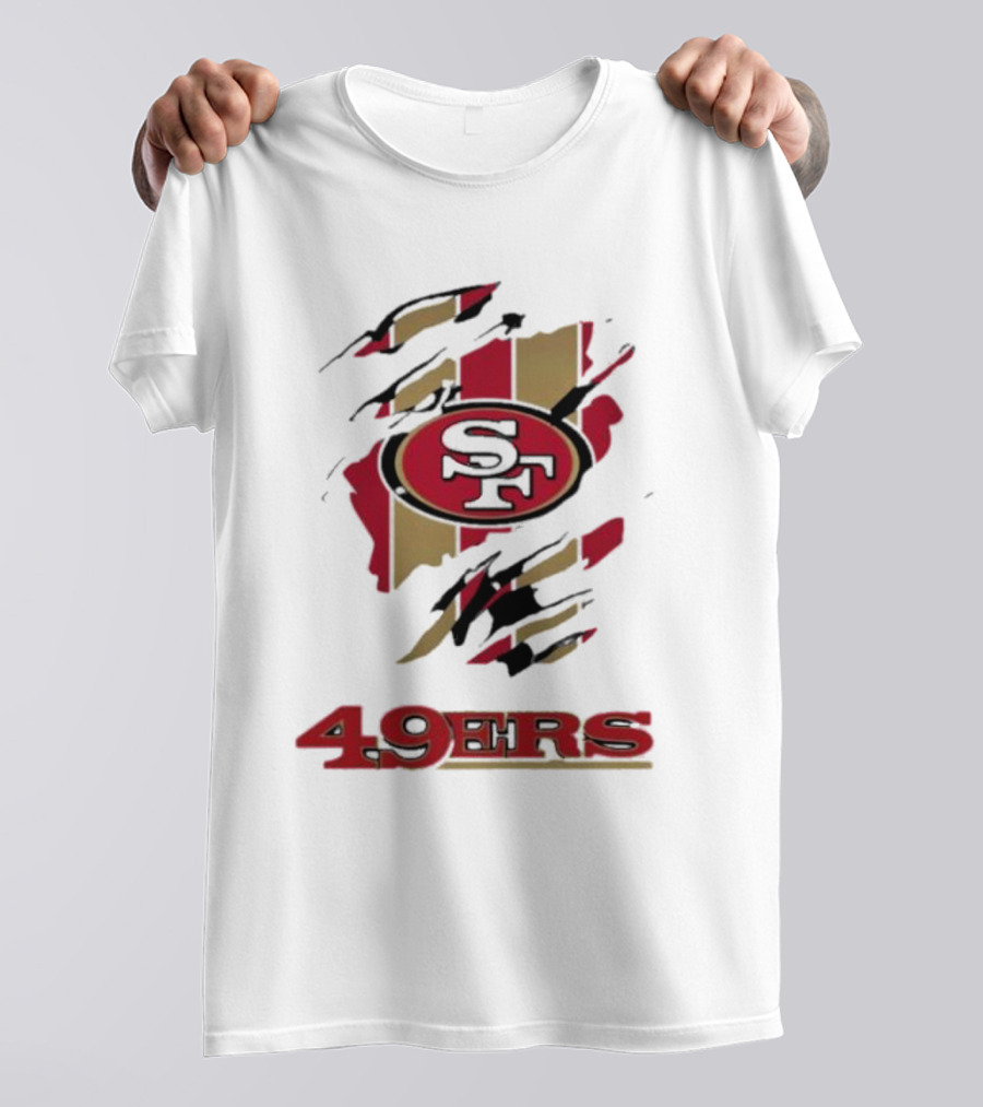 San Francisco 49ers SF Logo With Red And Gold Stripes 49ERS T-Shirt