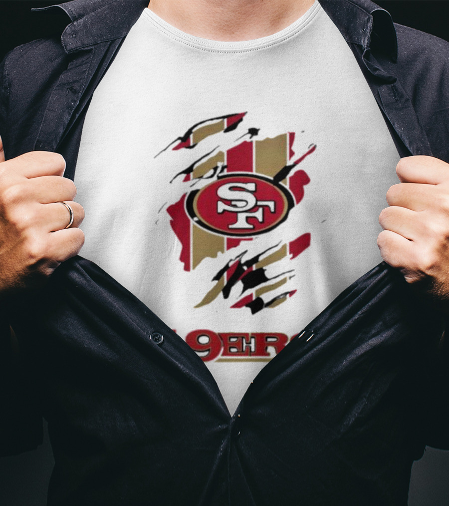 San Francisco 49ers SF Logo With Red And Gold Stripes 49ERS T-Shirt