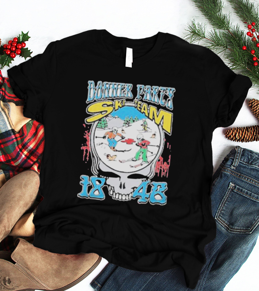 Donner Party Ski Team 1846 Skull Skiers Retro T-Shirt