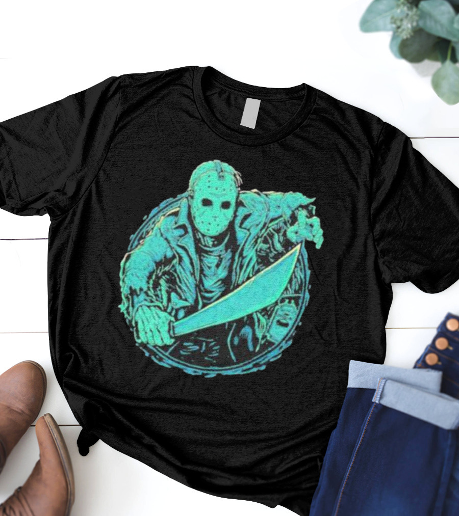 Crystal Lake Slasher Jason Masked Machete Horror T-Shirt
