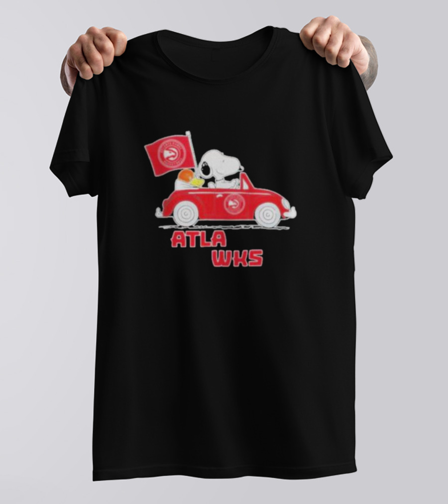 ATLA WKS Snoopy Dog Driving Red Car With Basketball Flag T-Shirt