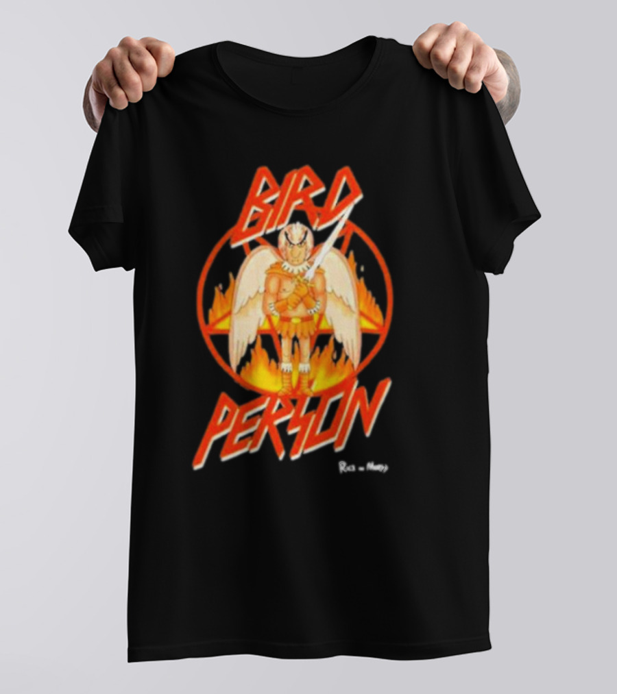 Bird Person Rick And Morty Winged Character Flame Background T-Shirt