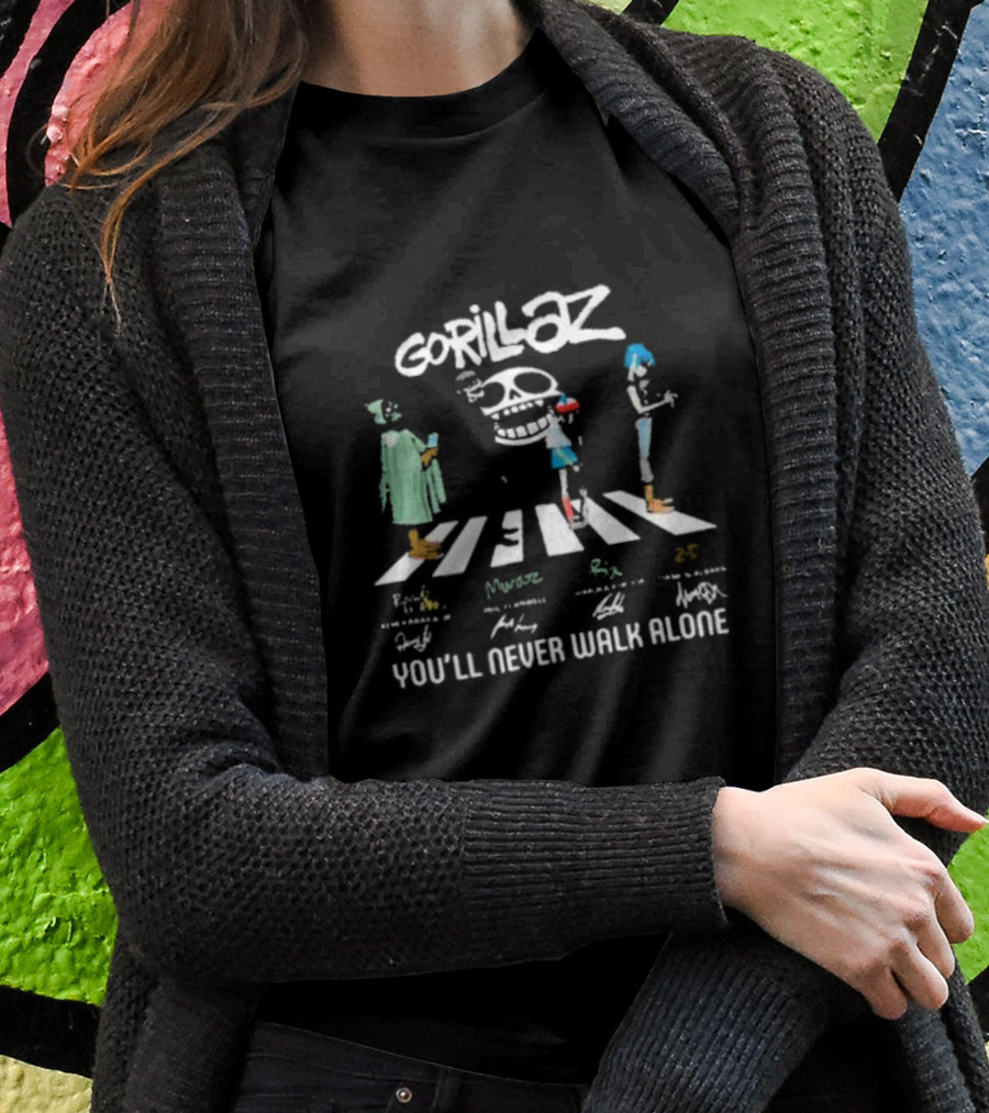 Gorillaz Abbey Road Crossover You’ll Never Walk Alone Signatures T-Shirt