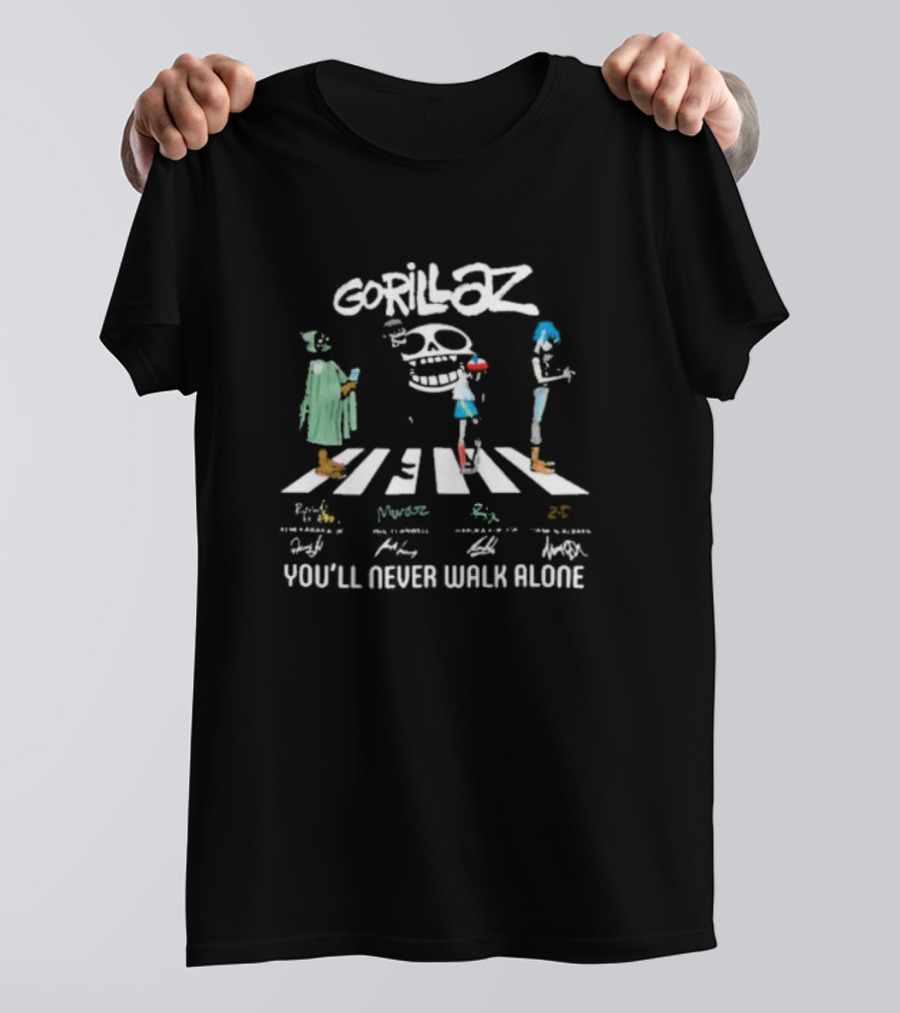 Gorillaz Abbey Road Crossover You’ll Never Walk Alone Signatures T-Shirt