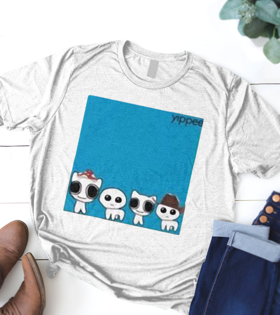 Yippee Cute Cartoon Cats Wearing Hats X Weezer Cringey T-Shirt