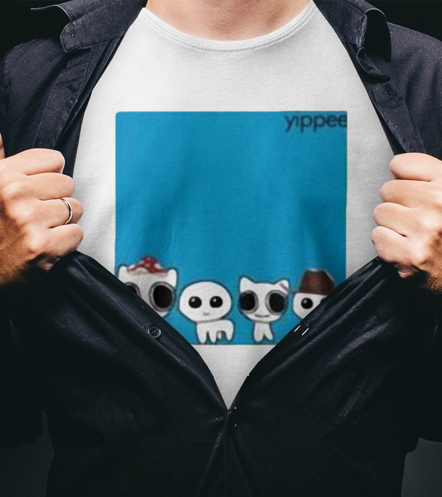 Yippee Cute Cartoon Cats Wearing Hats X Weezer Cringey T-Shirt