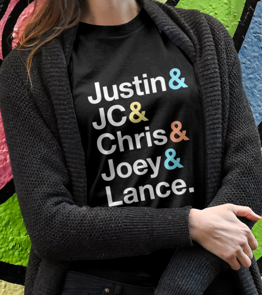 Justin And JC And Chris And Joey And Lance Contemporary Ampersand Typography T-Shirt