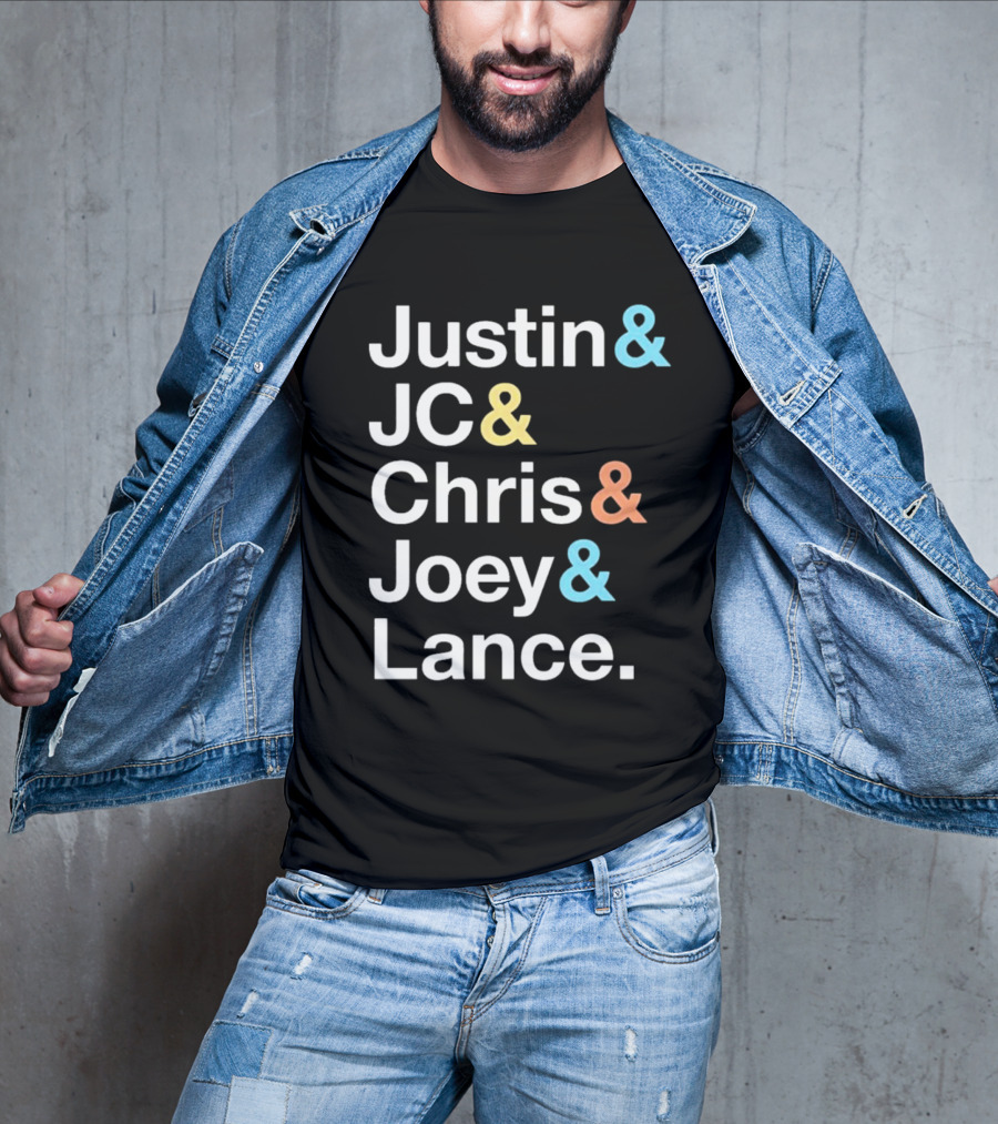 Justin And JC And Chris And Joey And Lance Contemporary Ampersand Typography T-Shirt