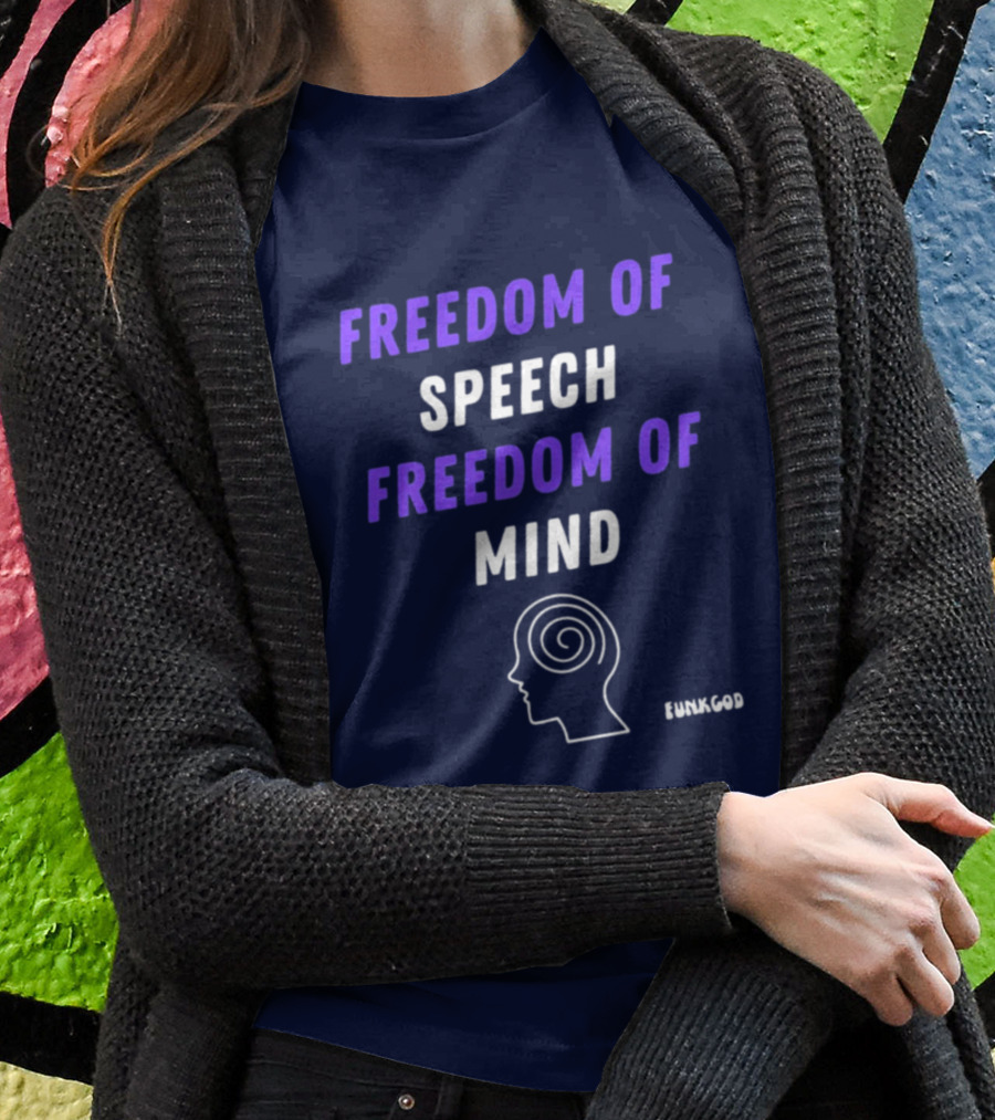 FUNKGOD Freedom Of Speech Freedom Of Mind Head Outline Spiral T-Shirt