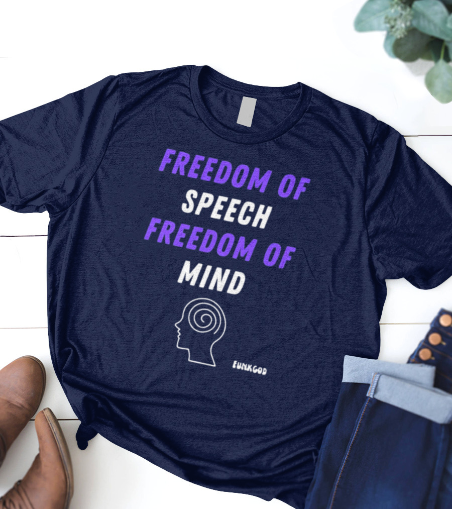 FUNKGOD Freedom Of Speech Freedom Of Mind Head Outline Spiral T-Shirt