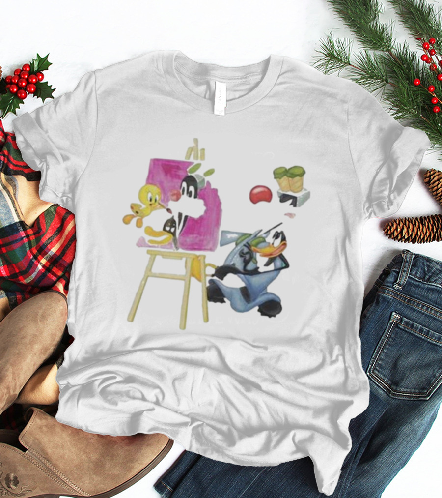Looney Tunes Tweety Bird Painting Sylvester Daffy Duck Involved T-Shirt