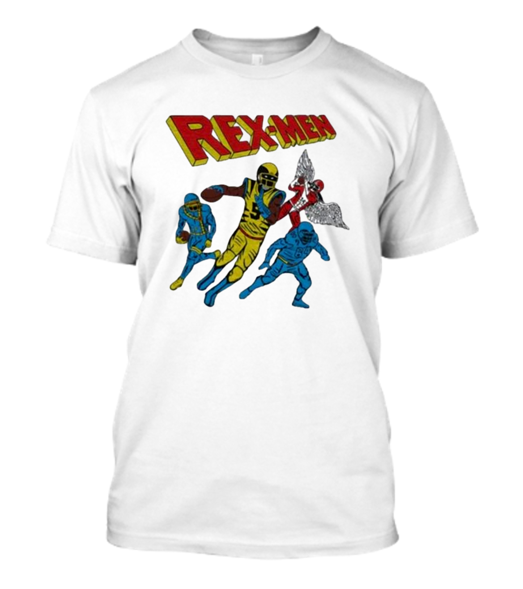 Rex-men Football Players Action Scene With Superhero T-Shirt