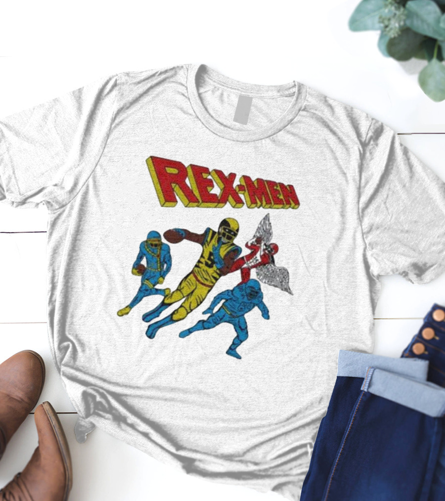 Rex-men Football Players Action Scene With Superhero T-Shirt