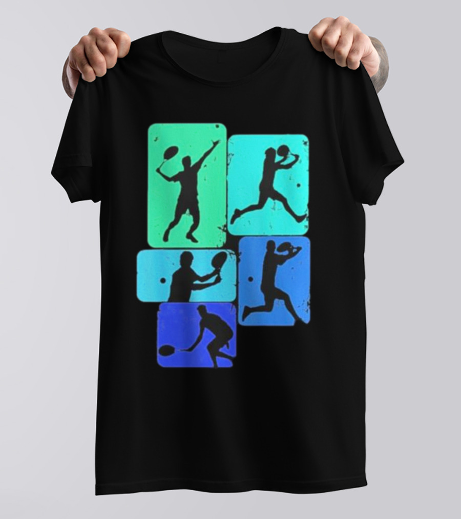 Tennis Player Youth Men Silhouettes In Motion T-Shirt