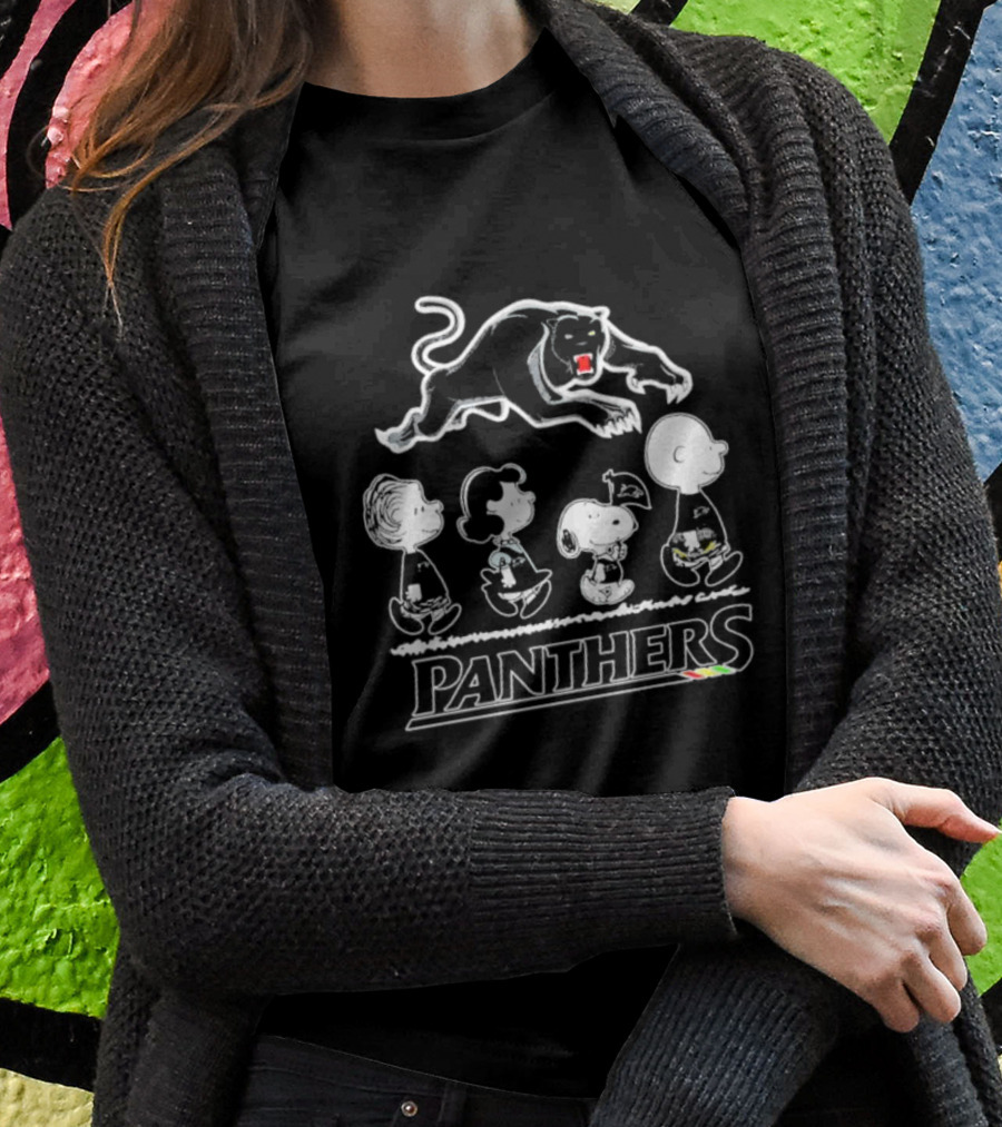 Peanuts Characters Walking With Panthers T-Shirt