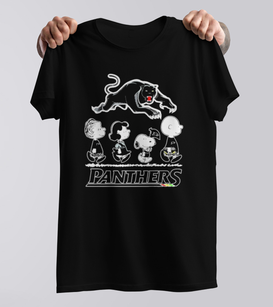 Peanuts Characters Walking With Panthers T-Shirt