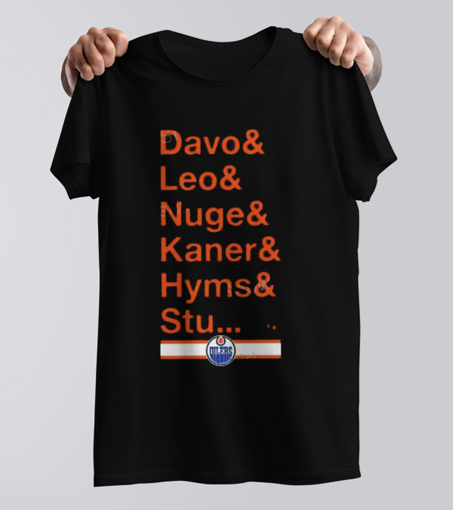 Davo Leo Nuge Kaner Hyms Stu Edmonton Oilers Logo Team Nickname Blue T-Shirt