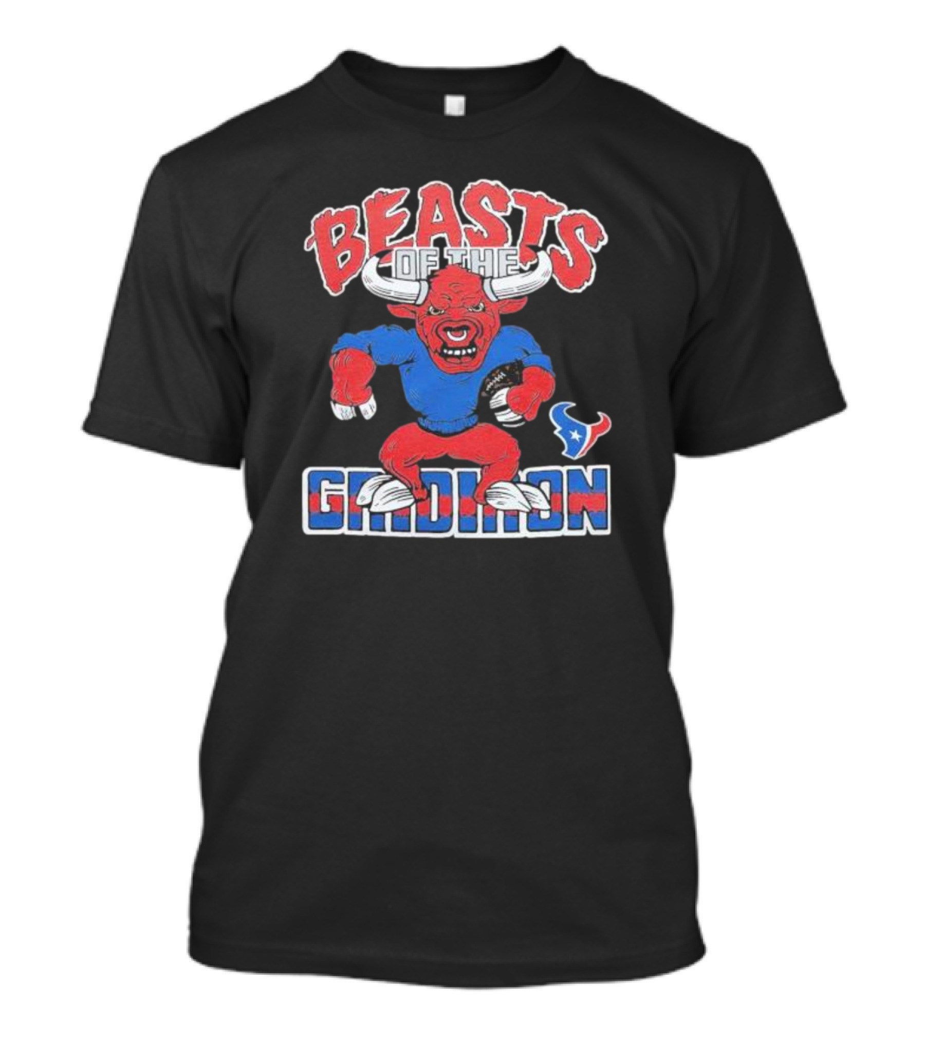 Houston Texans Beasts Of The Gridiron Red Bull Mascot Football T-Shirt