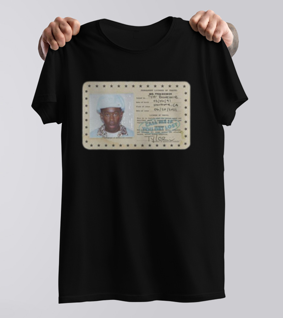 Tyler Call Me If You Get Lost License Card ID With Photograph T-Shirt