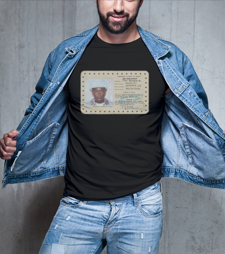Tyler Call Me If You Get Lost License Card ID With Photograph T-Shirt
