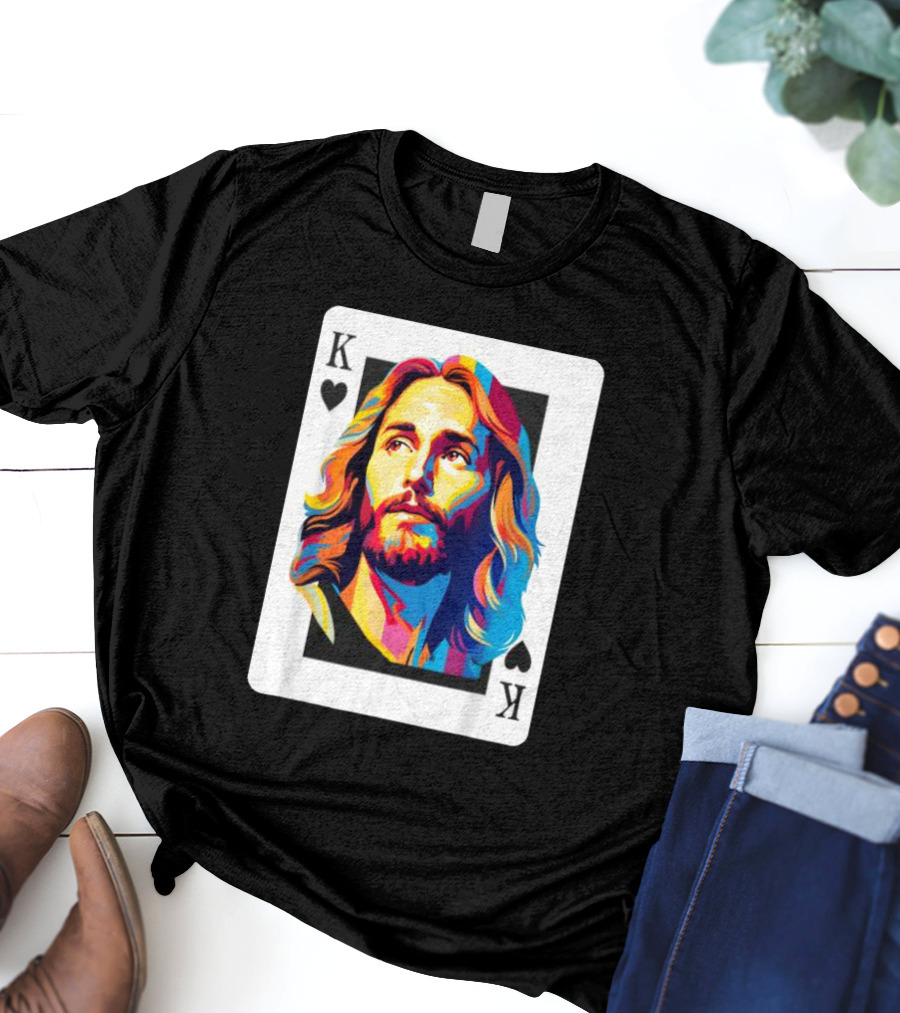 Jesus King Of Hearts Spades Christian Card T-Shirt