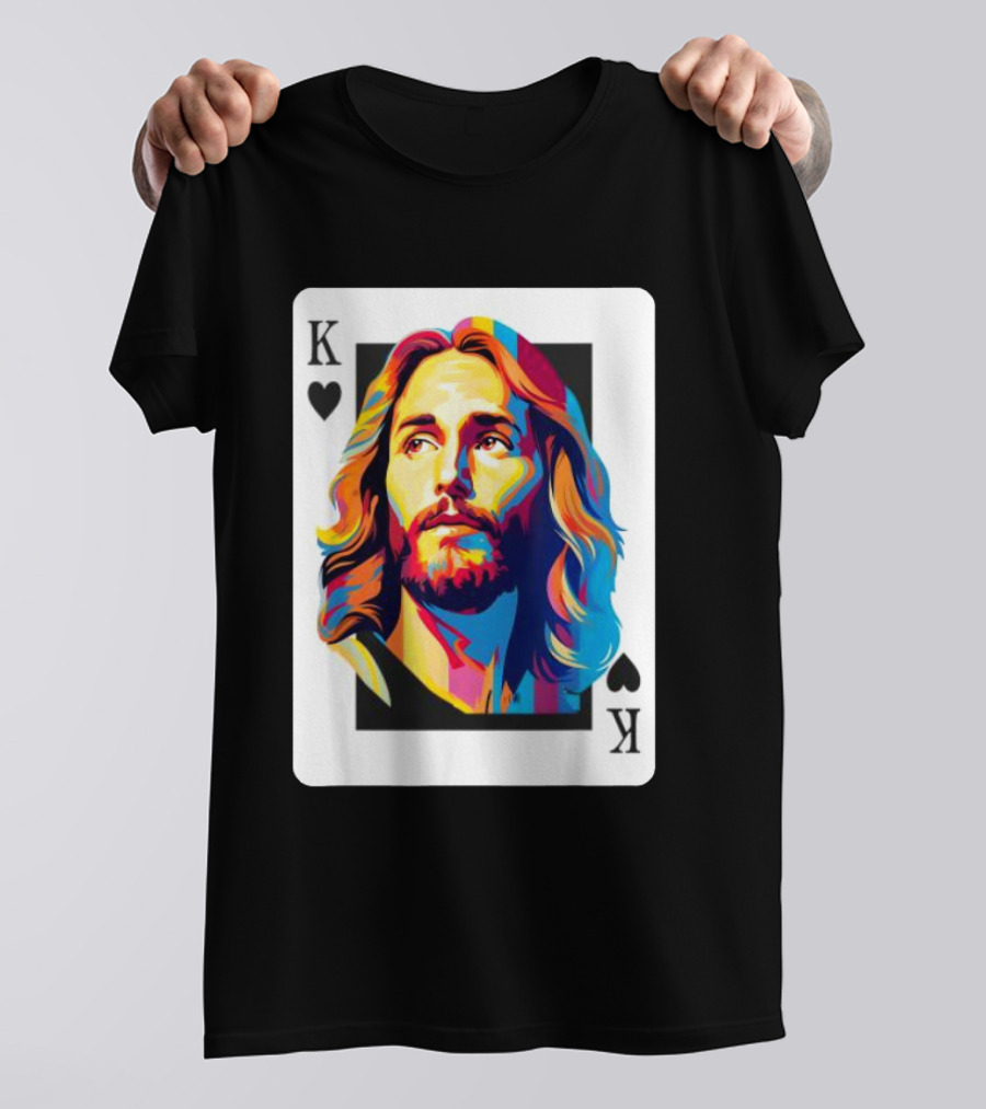 Jesus King Of Hearts Spades Christian Card T-Shirt