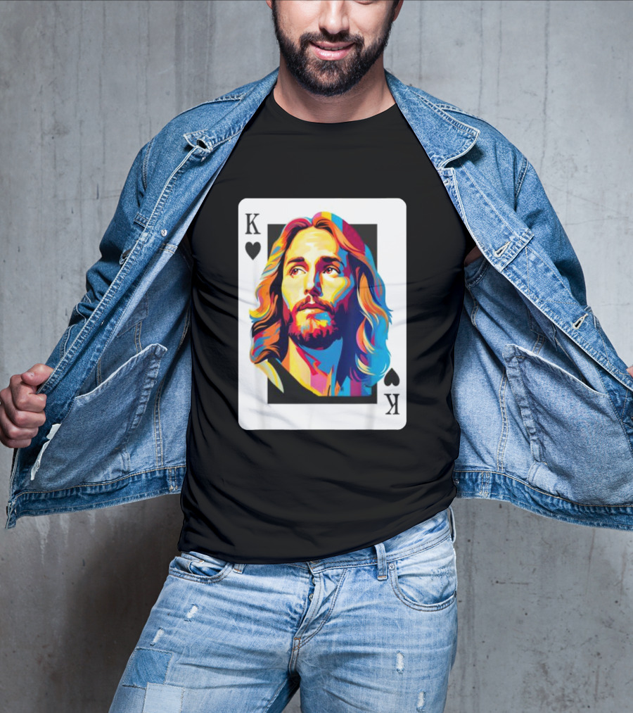 Jesus King Of Hearts Spades Christian Card T-Shirt
