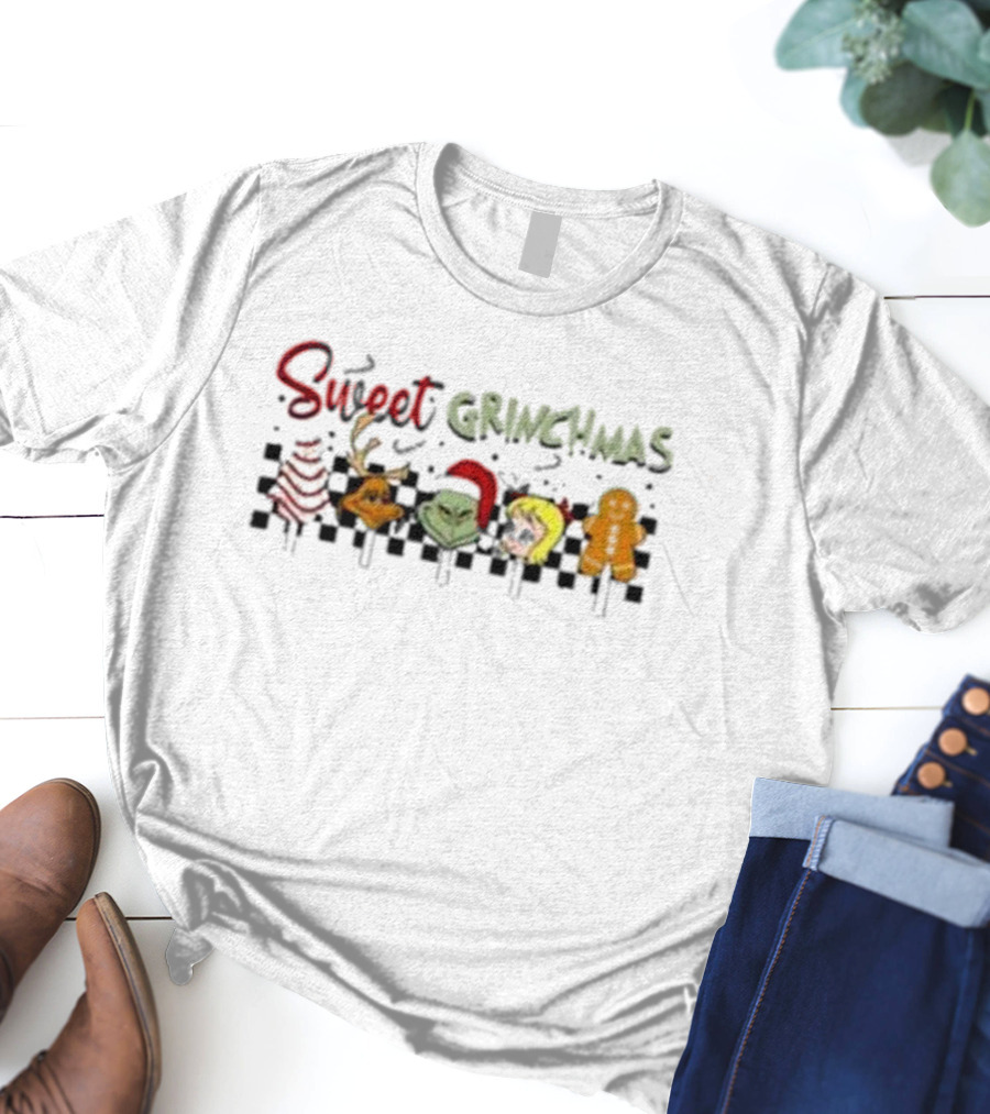 Sweet Grinchmas Christmas Tree Reindeer Grinch Gingerbread Man T-Shirt