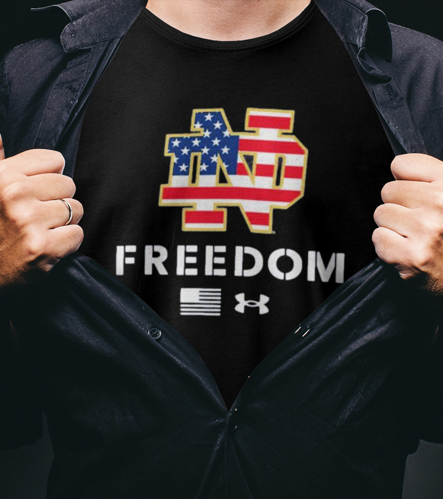 Notre Dame Fighting Irish ND Stars And Stripes Freedom Under Armour T-Shirt