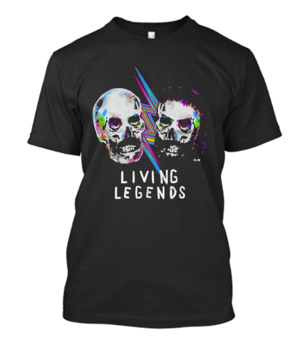 Living Legends Vibrant Skulls Art With Multicolor Lightning Bolt T-Shirt