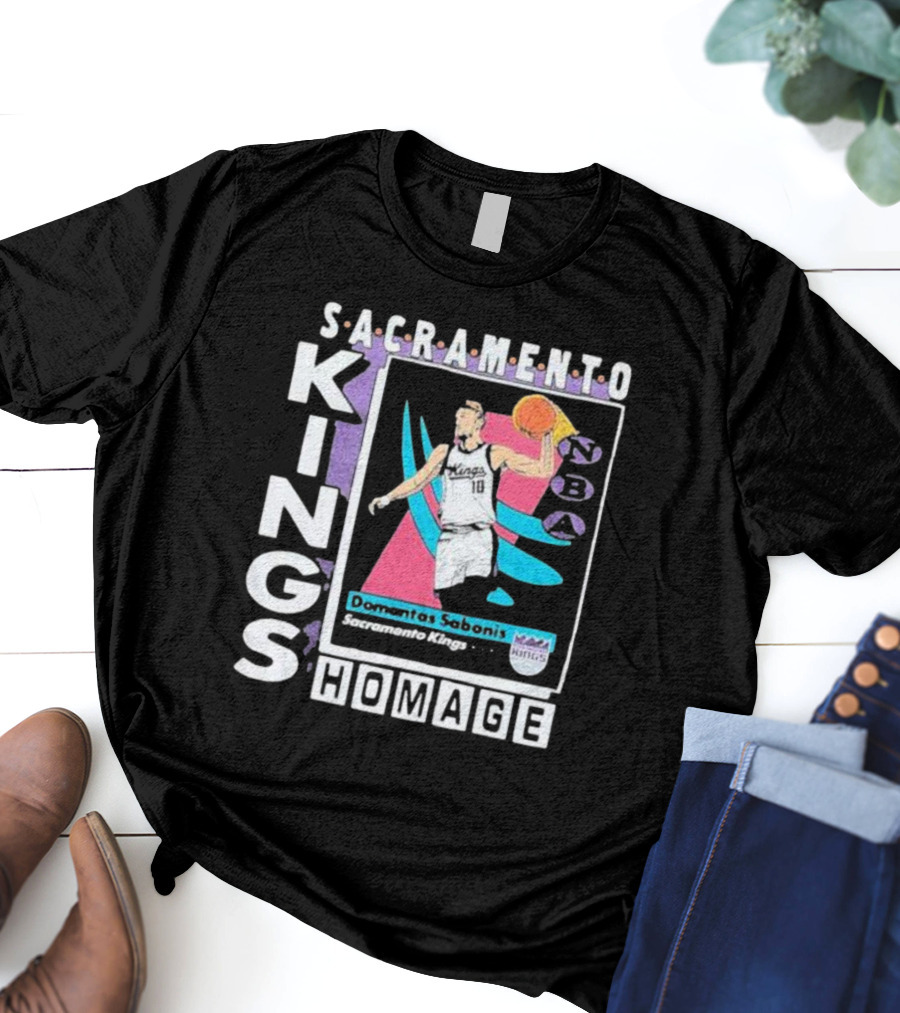 Sacramento Kings NBA Homage Domantas Sabonis Trading Card T-Shirt