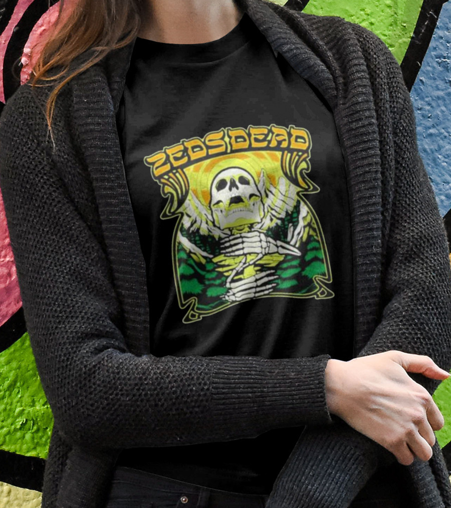 Zeds Dead Skull Rizing With Mountain And Sunset T-Shirt