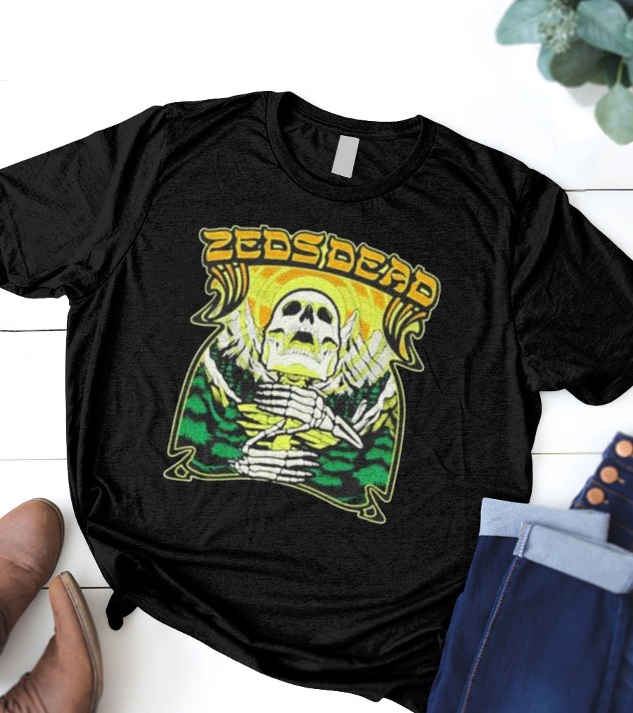 Zeds Dead Skull Rizing With Mountain And Sunset T-Shirt