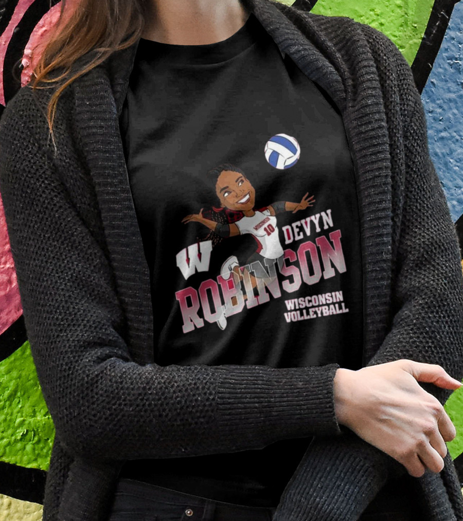 Wisconsin Volleyball Devyn Robinson Caricature T-Shirt