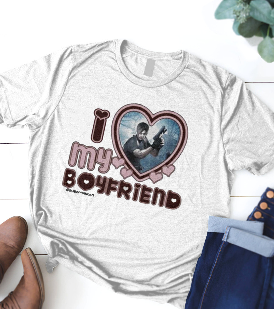 I Love My Boyfriend Leon Kennedy Heart T-Shirt