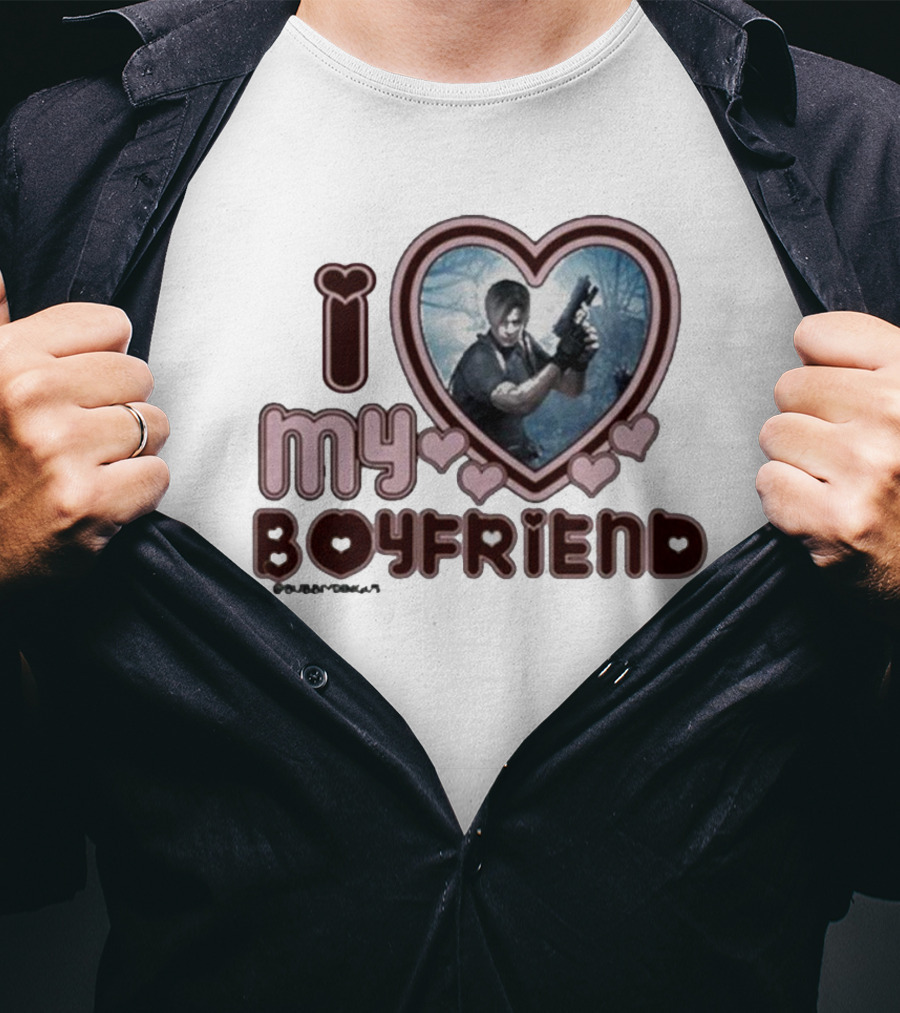 I Love My Boyfriend Leon Kennedy Heart T-Shirt