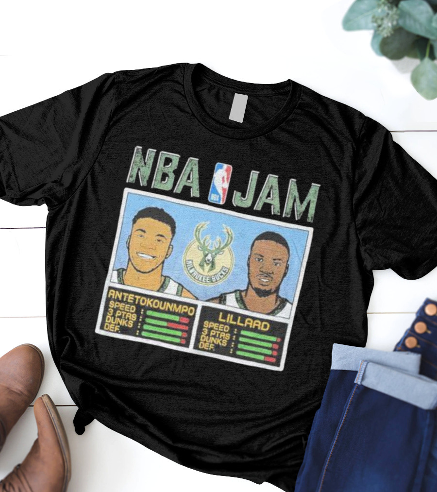 NBA Jam Milwaukee Bucks Antetokounmpo Lillard T-Shirt