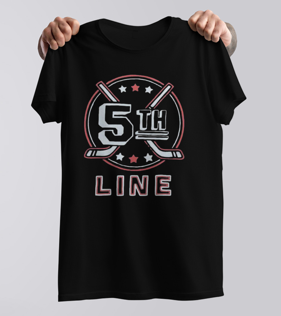5th Line Crest Columbus Blue Hockey Sticks And Stars T-Shirt
