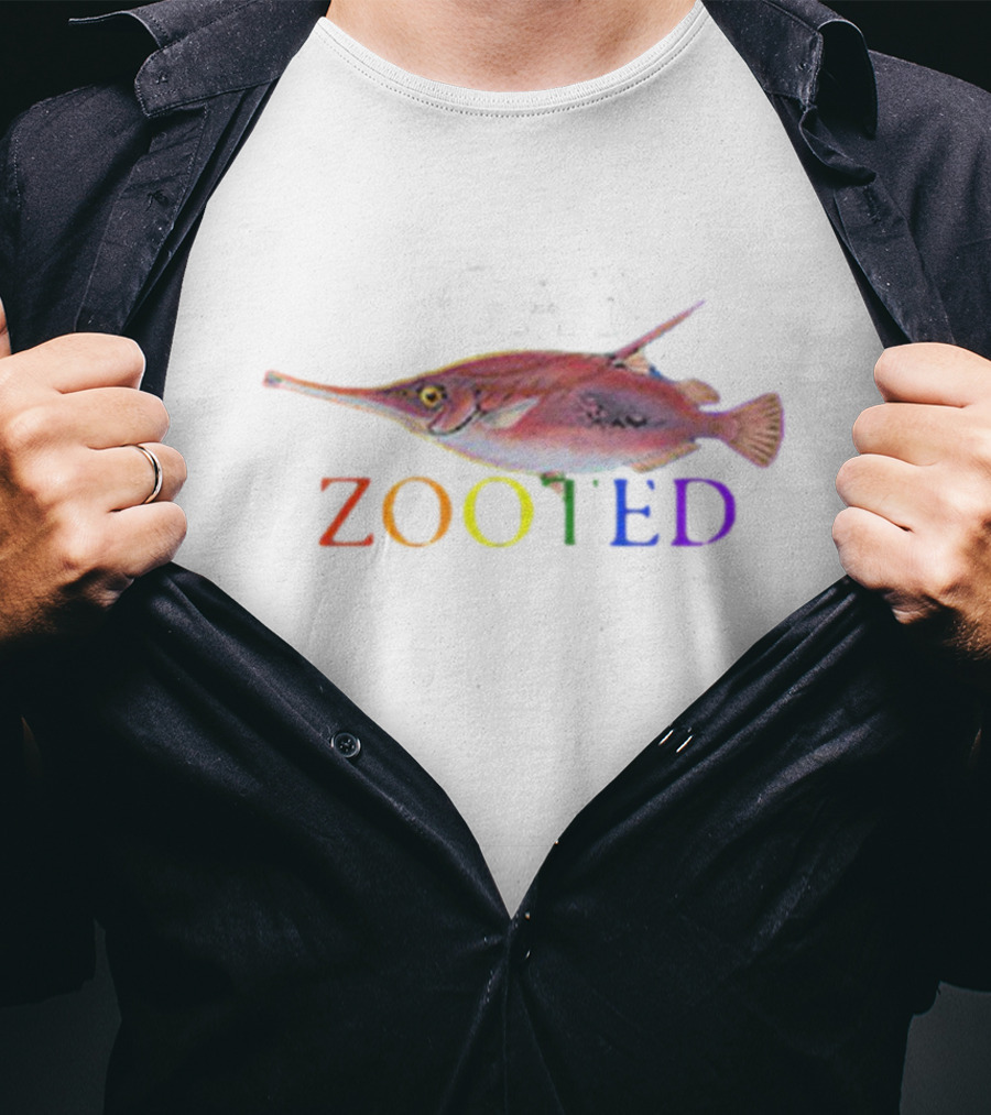 Gay Zooted Fish Rainbow Text Fish T-Shirt