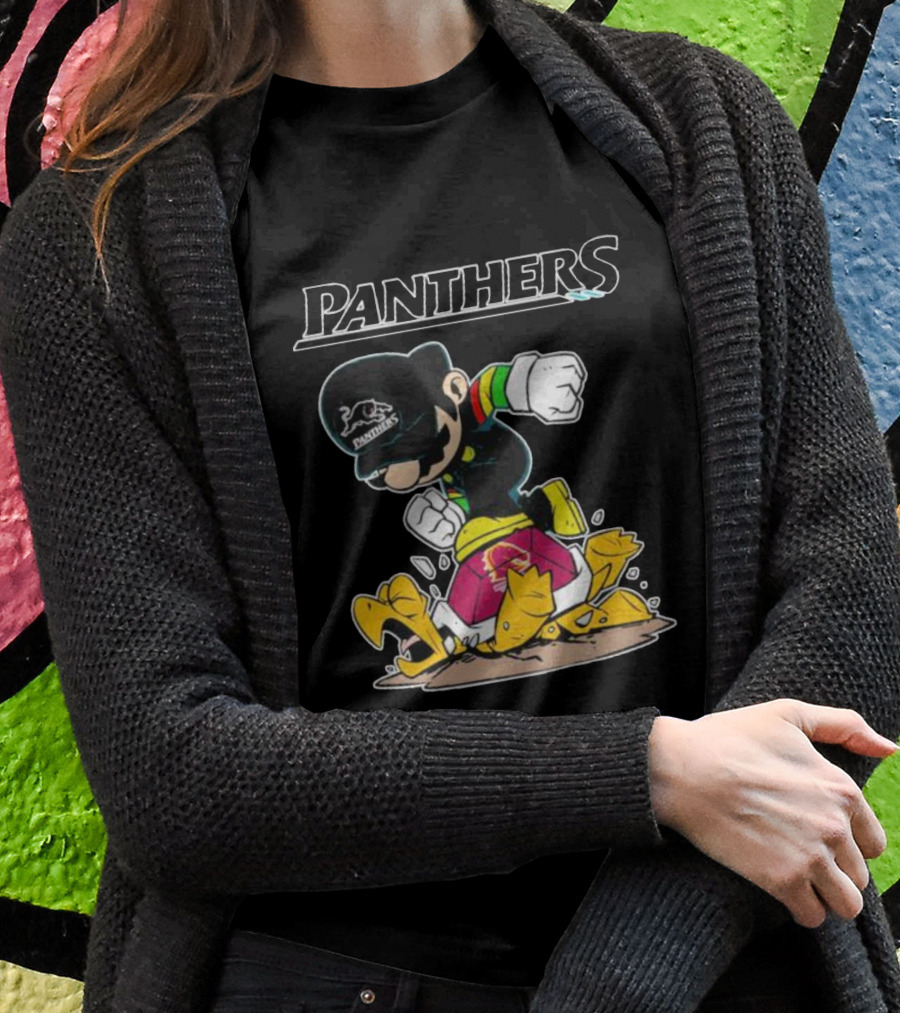 Panthers Mario Crushing Broncos Turtle Mashup T-Shirt