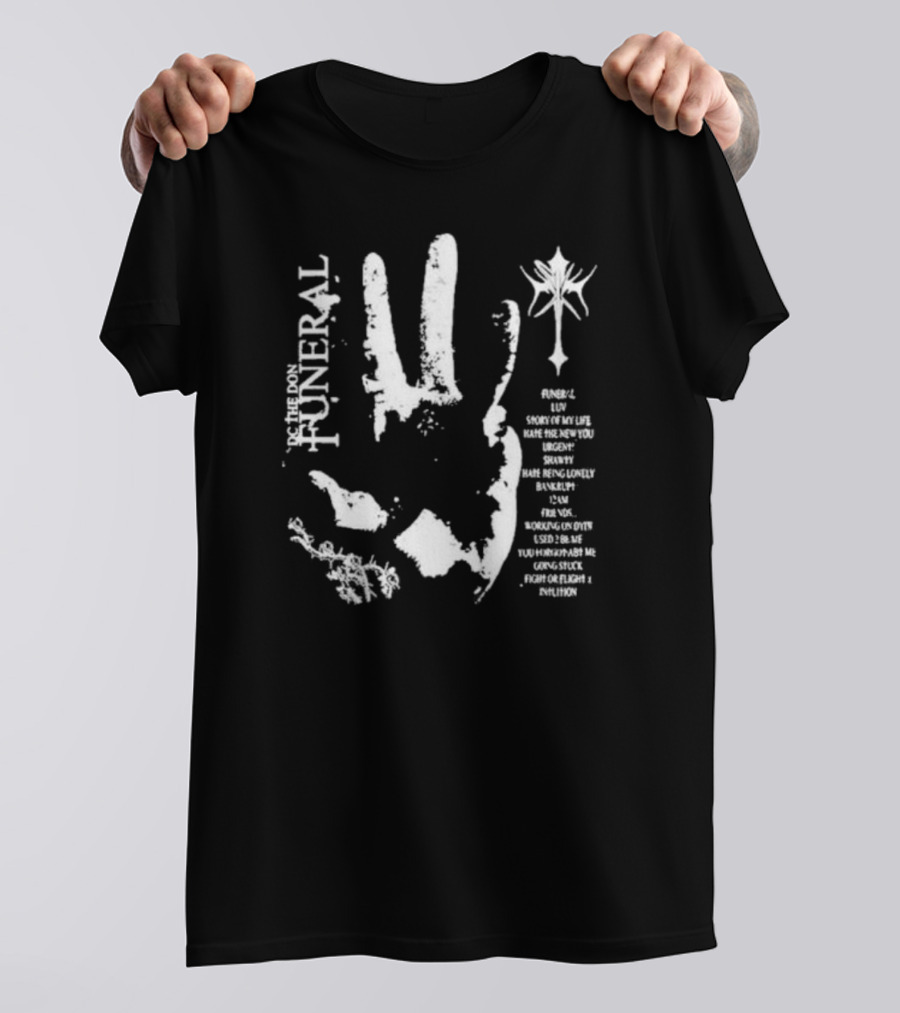 In Memory Of The Don Funeral: Handprint Cross And Words Of Reflection T-Shirt