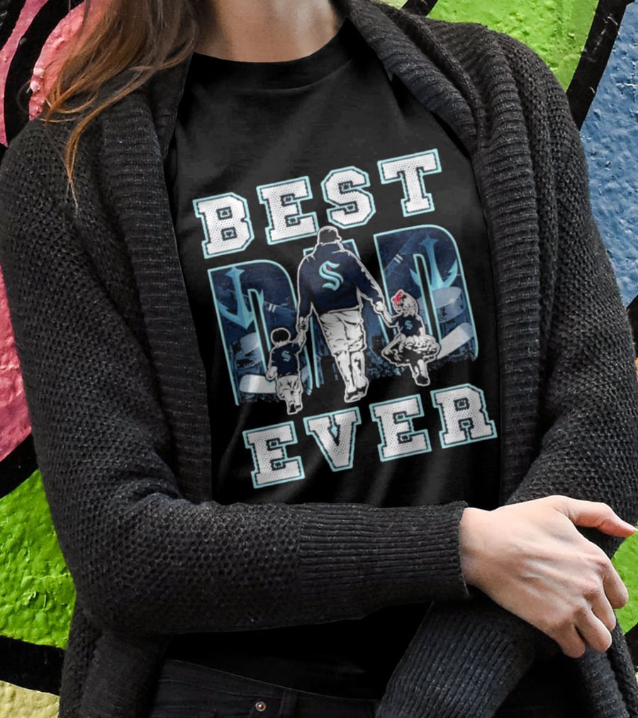 Seattle Kraken Best Dad Ever Walking With Kids T-Shirt