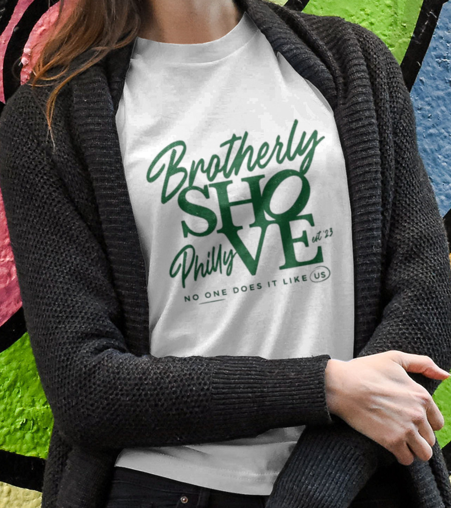 Brotherly Shove Philly No One Does It Like Us Kelly Green Brotherly Shove QB Sneak Philadelphia T-Shirt