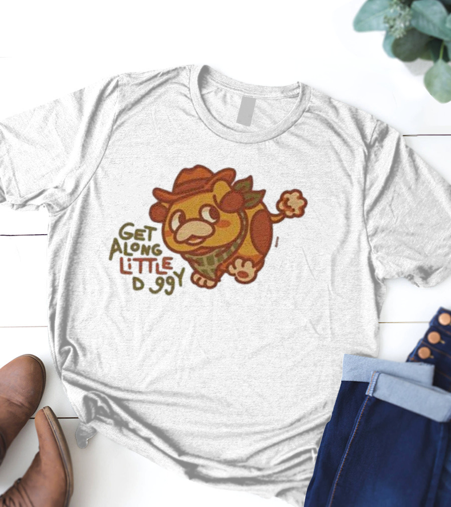 Get Along Little Doggy Cowboy Style Cartoon T-Shirt