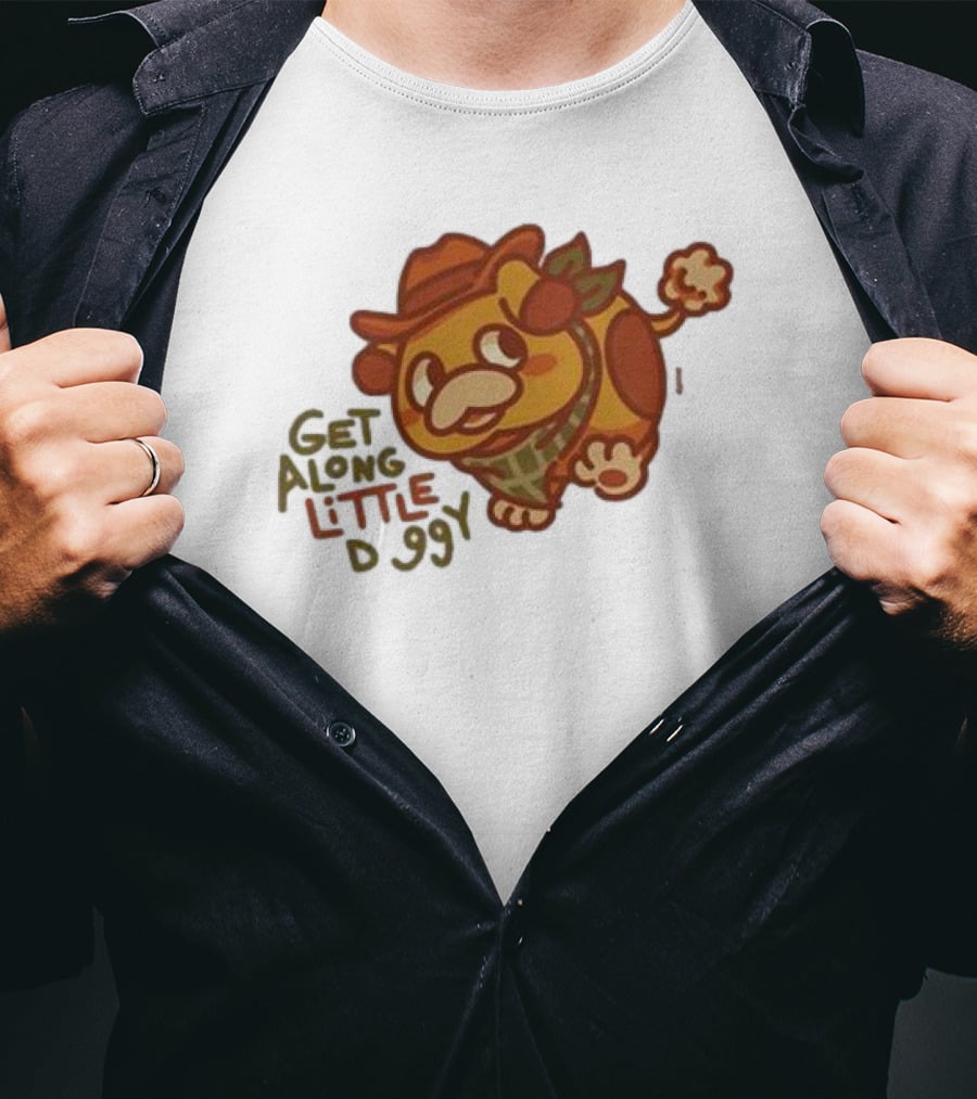 Get Along Little Doggy Cowboy Style Cartoon T-Shirt